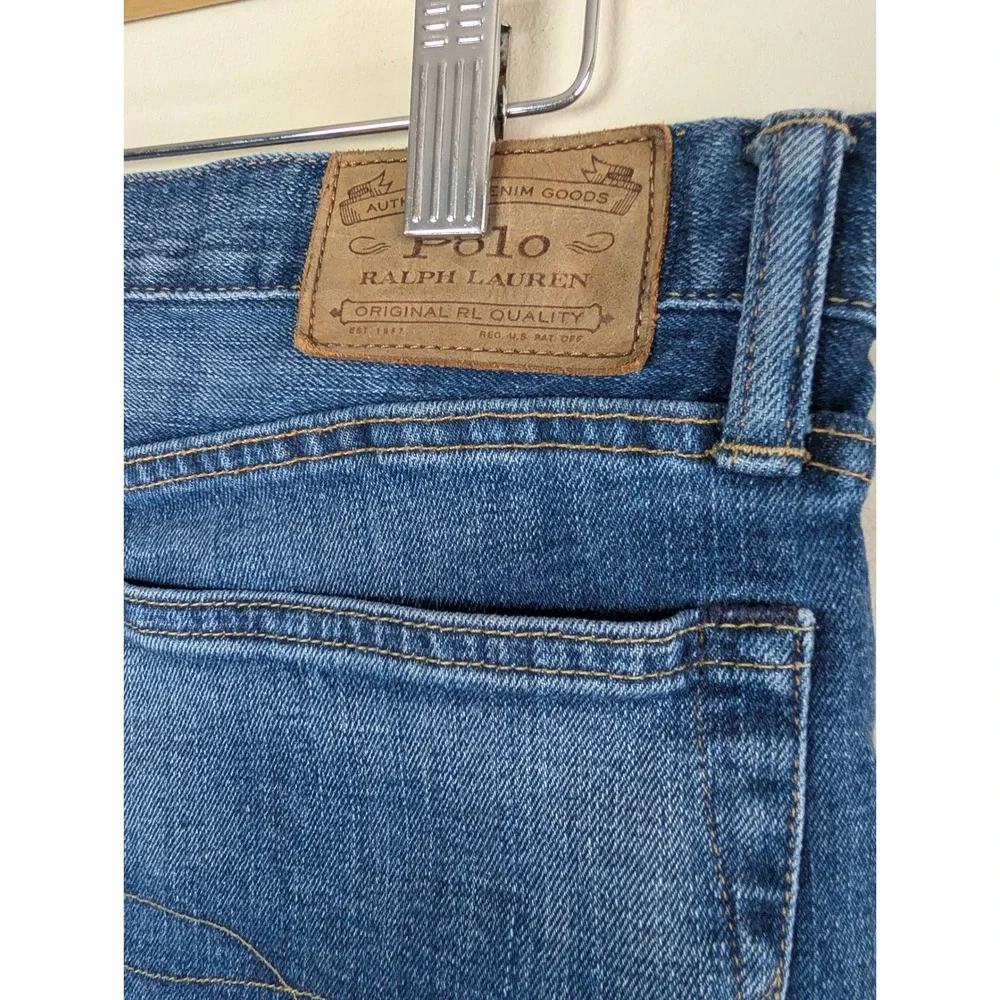 Polo Ralph Lauren Jeans Mens 36x30 The Classic Fit Stretch Blue Denim‎ Whiskered
